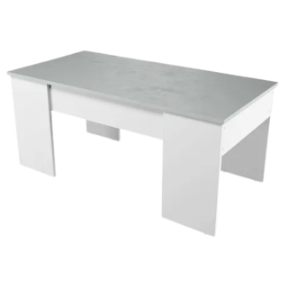 Table basse à plateau relevable ciment et blanc