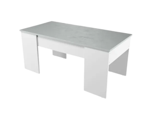 Table basse à plateau relevable ciment et blanc