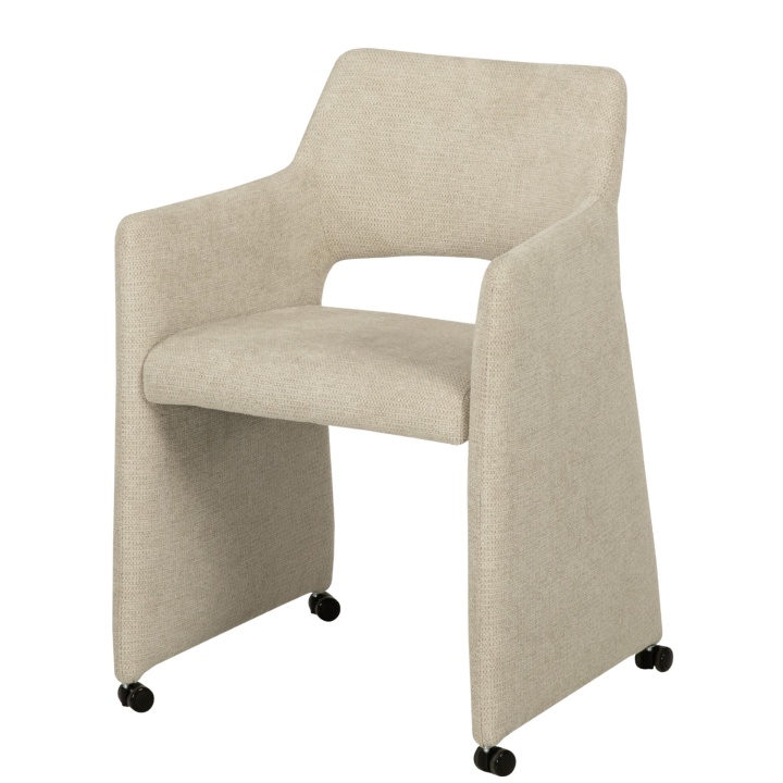 Chaise avec acoudoirs Jones en tissu beige
