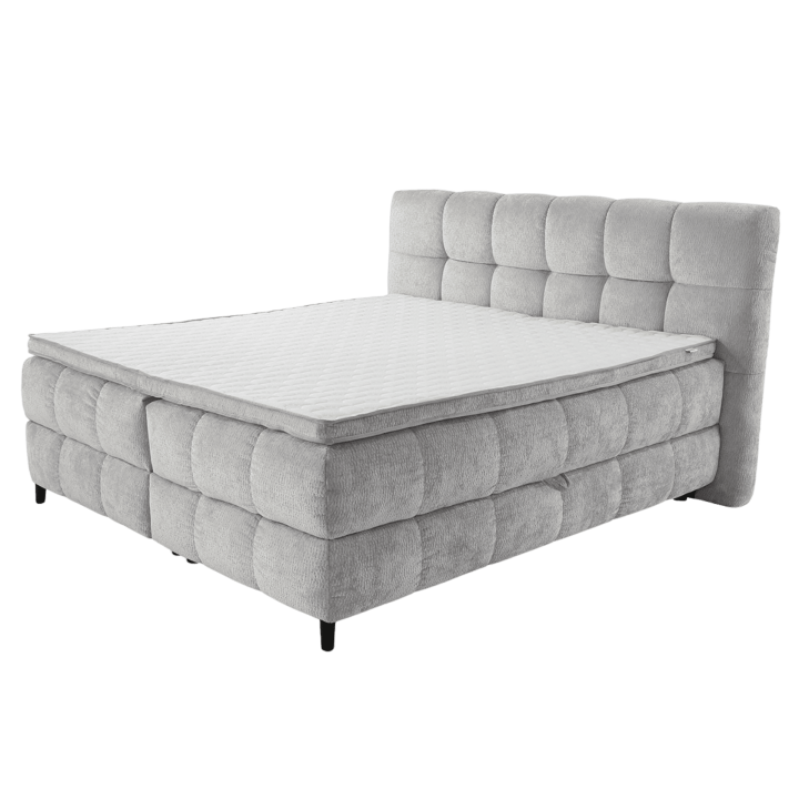 Lit Boxspring 180 cm Molly chenille gris clair