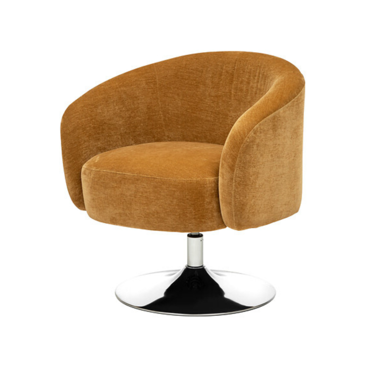 Edith - Fauteuil pivotant chenille ocre