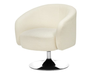 Fauteuil Pivotant Edith bouclette blanc