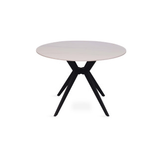 Table Appollo 110 cm pierre brillante ronde blanc