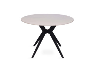 Table Appollo 110 cm pierre brillante ronde blanc