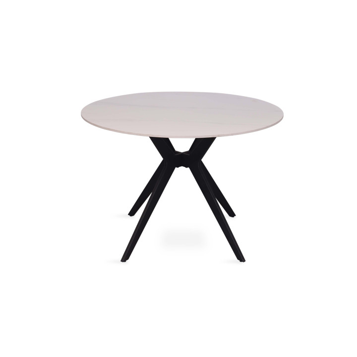Table Appollo 110 cm pierre brillante ronde blanc