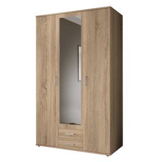 Armoire Karl - 3 portes et 2 tiroirs chêne sonoma