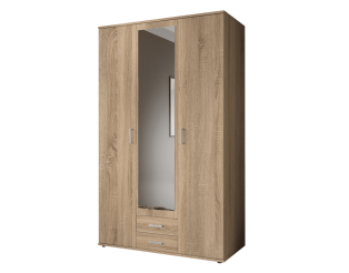 Armoire Karl - 3 portes et 2 tiroirs chêne sonoma