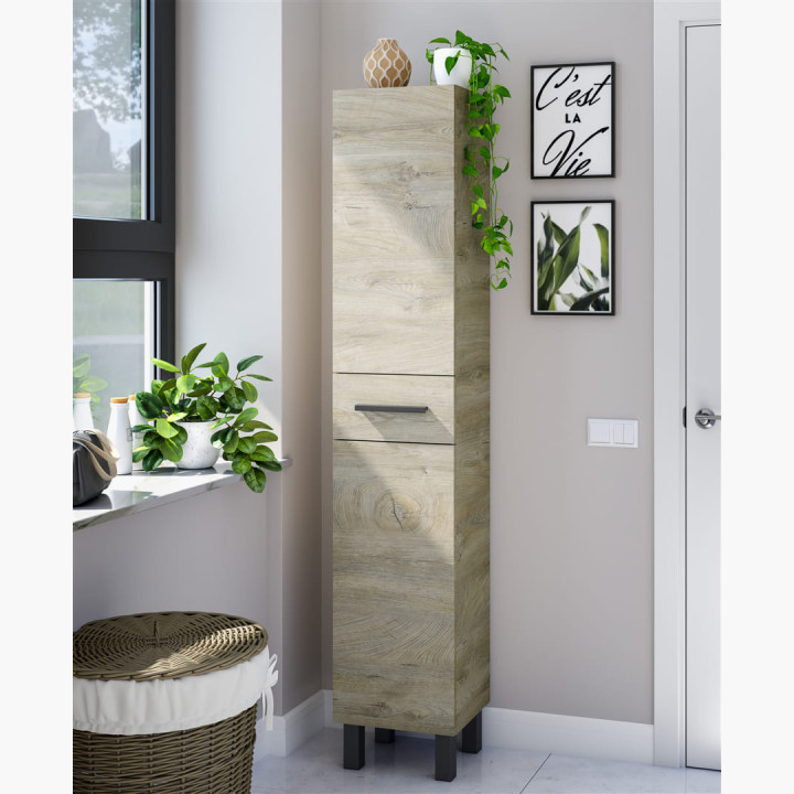 Colonne 2 portes et 1 tiroir -  Atena en décor Roble alaska