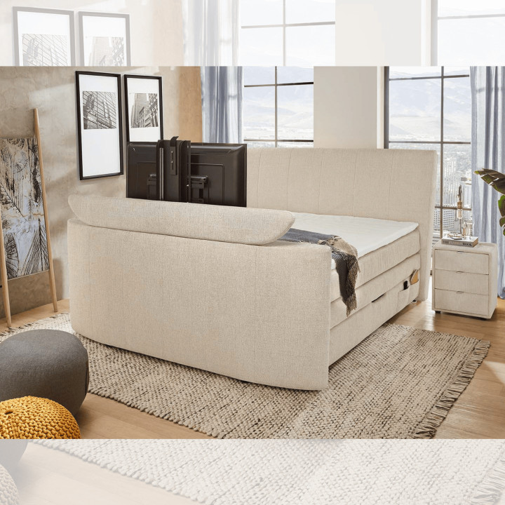Lit Boxspring 180 x 200 cm Bel Air chenille beige