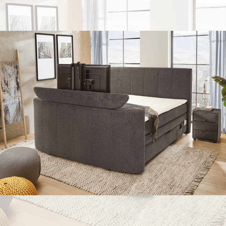 Lit Boxspring 180 x 200 cm Bel Air chenille gris foncé