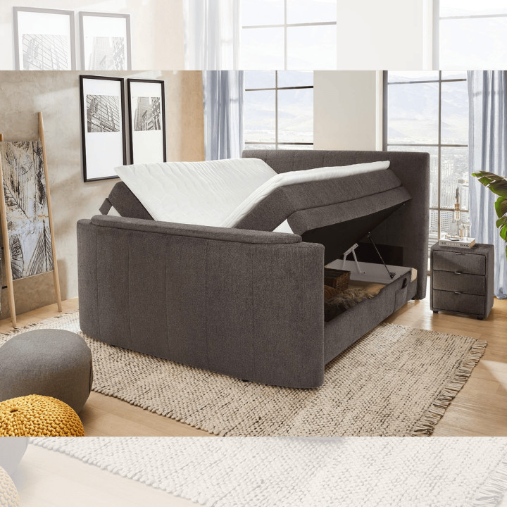 Lit Boxspring 180 x 200 cm Bel Air chenille gris foncé