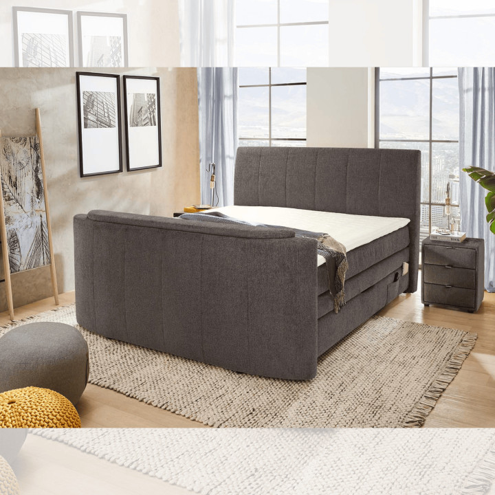 Lit Boxspring 180 x 200 cm Bel Air chenille gris foncé