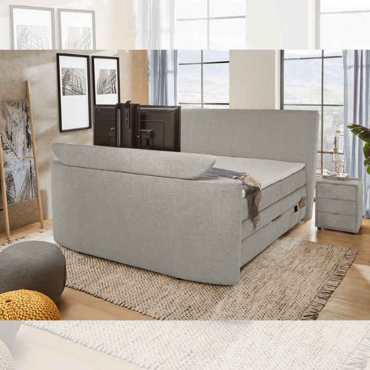 Lit Boxspring 180 cm x 200 cm Bel Air chenille gris