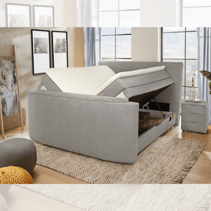 Lit Boxspring 180 cm x 200 cm Bel Air chenille gris