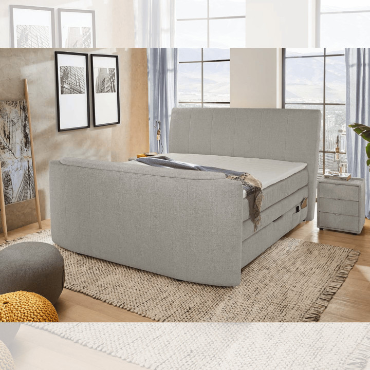 Lit Boxspring 180 cm x 200 cm Bel Air chenille gris