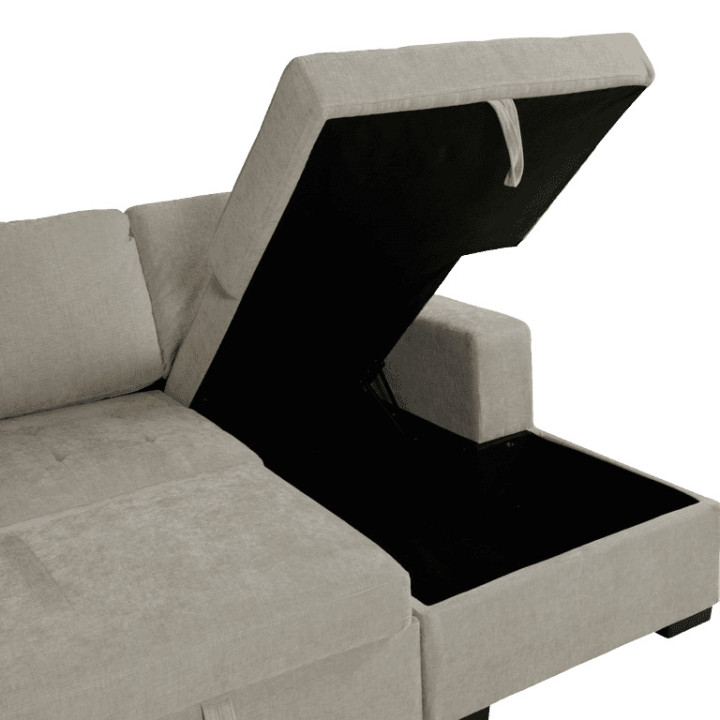 Salon d'angle Olivia convertible avec coffre de rangement