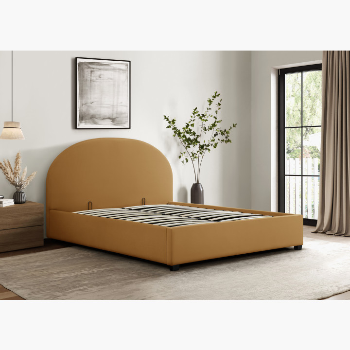 Lit coffre arrondie 140 x 190 cm Camel 66102