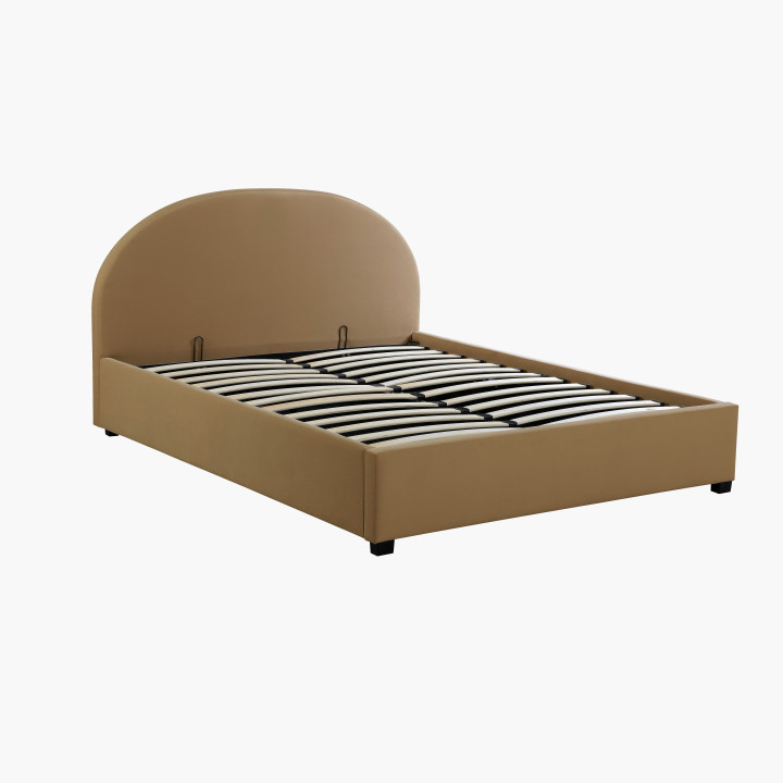 Lit coffre arrondie 140 x 190 cm Camel 66102