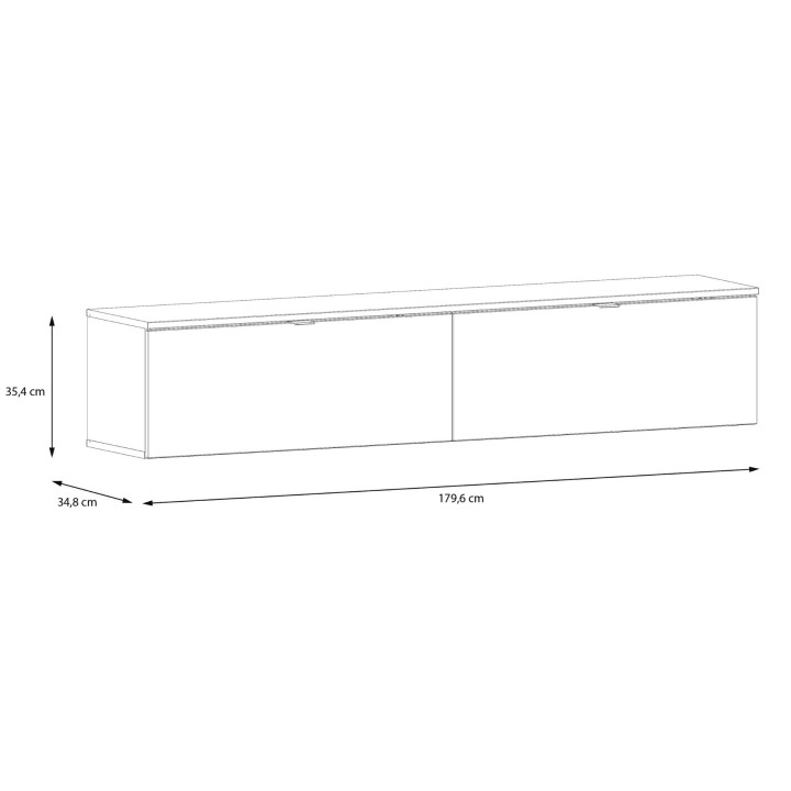 Meuble tv suspendu 180 cm Libertad blanc brillant