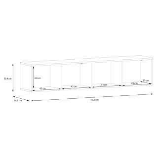 Meuble tv suspendu 180 cm Libertad blanc brillant
