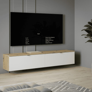 Meuble tv suspendu Libertad 180 cm artisan et blanc