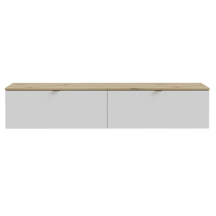 Meuble tv suspendu Libertad 180 cm artisan et blanc
