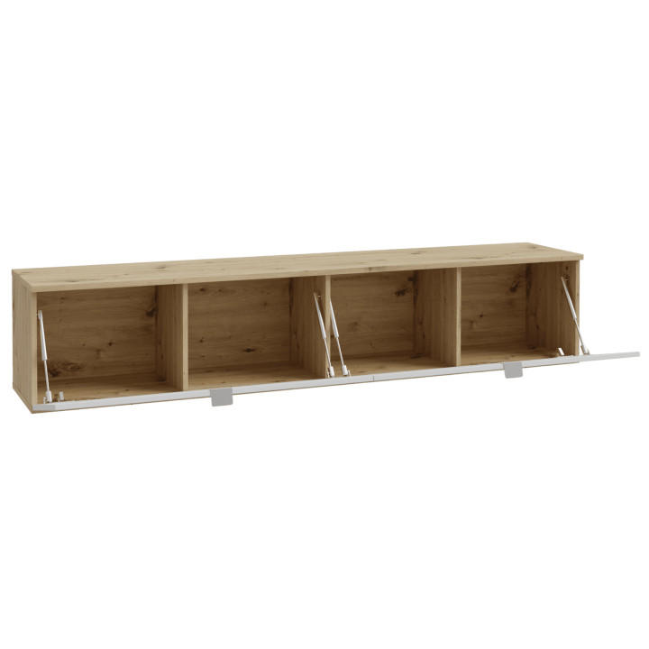 Meuble tv suspendu Libertad 180 cm artisan et blanc