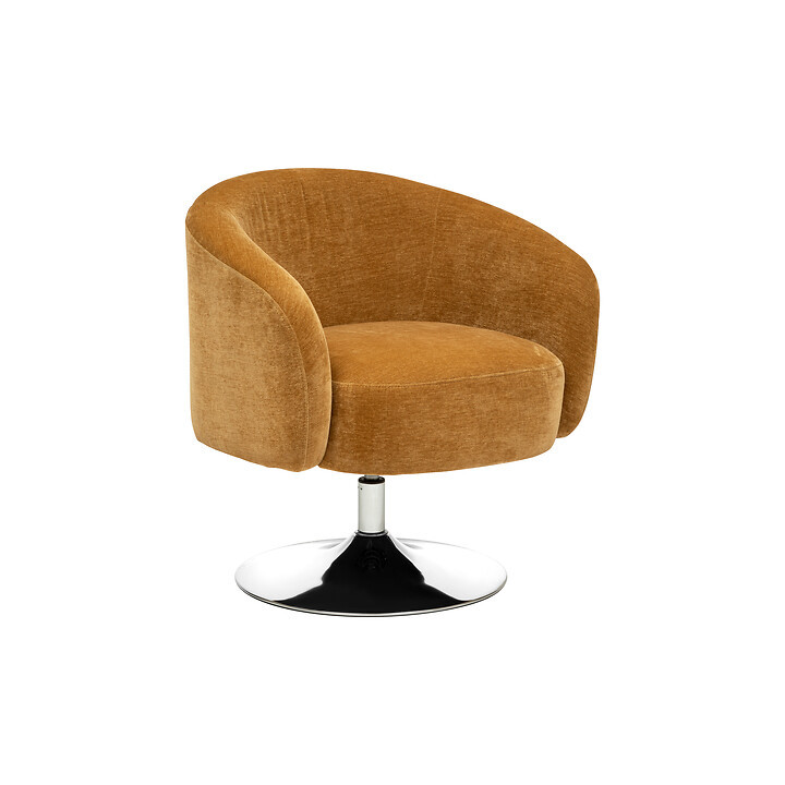 Edith - Fauteuil pivotant chenille ocre