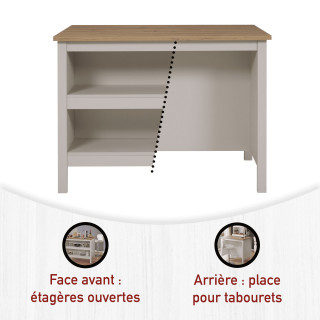 Table bar avec rangement  Emmilia Chêne artisan et cachemire