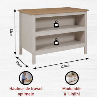 Table bar avec rangement  Emmilia Chêne artisan et cachemire