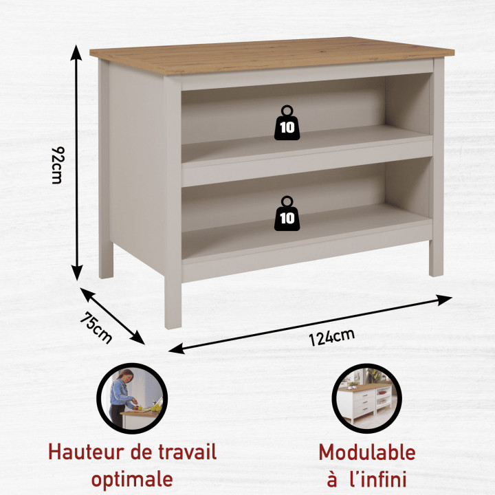 Table bar avec rangement  Emmilia Chêne artisan et cachemire