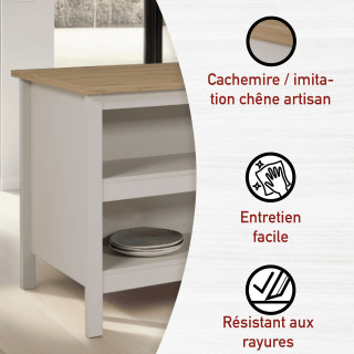Table bar avec rangement  Emmilia Chêne artisan et cachemire