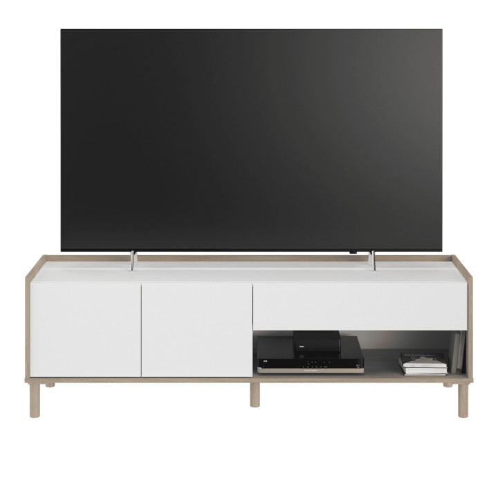 Meuble tv Morphis blanc et chêne japon