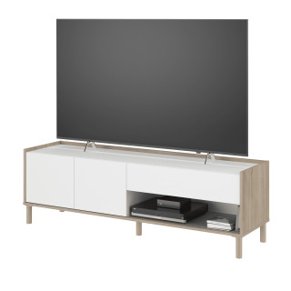 Meuble tv Morphis blanc et chêne japon