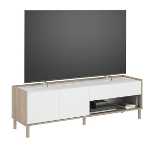 Meuble tv Morphis blanc et chêne japon