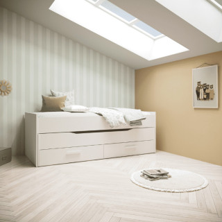 Lit gigogne Twist 90 x 200 cm blanc
