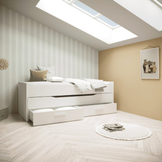 Lit gigogne Twist 90 x 200 cm blanc