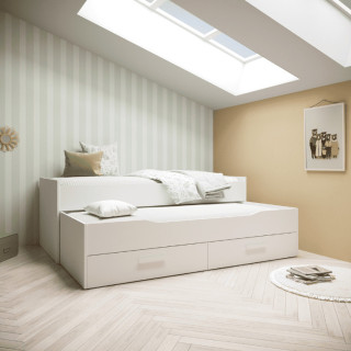 Lit gigogne Twist 90 x 200 cm blanc