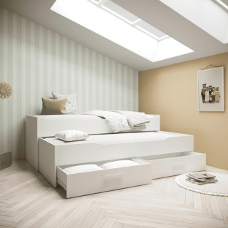 Lit gigogne Twist 90 x 200 cm blanc