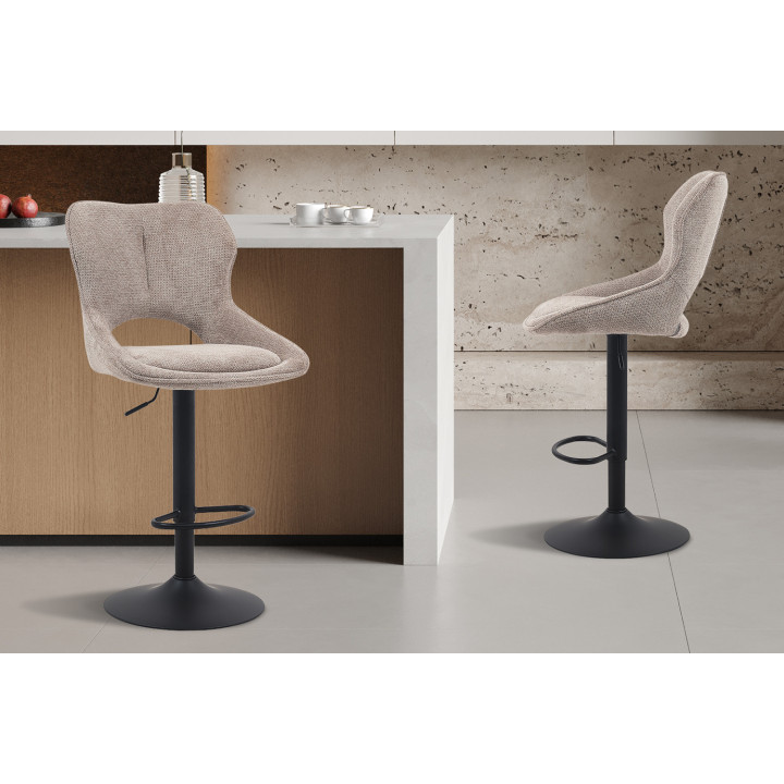 Chaise de bar Mori tissu Poivre