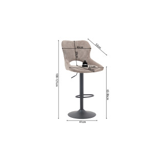 Chaise de bar Mori tissu Poivre