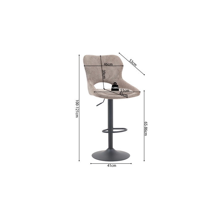 Chaise de bar Mori tissu Poivre