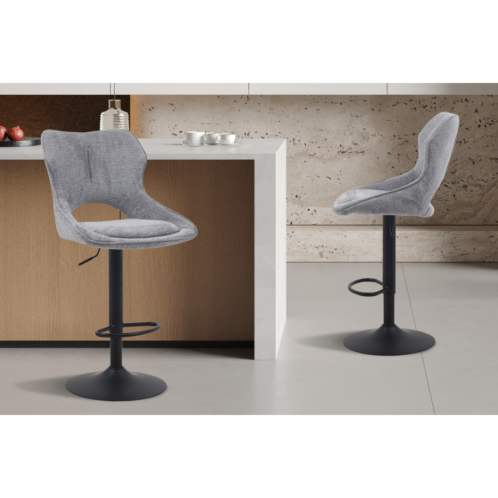 Chaise de bar Mori tissu gris foncé