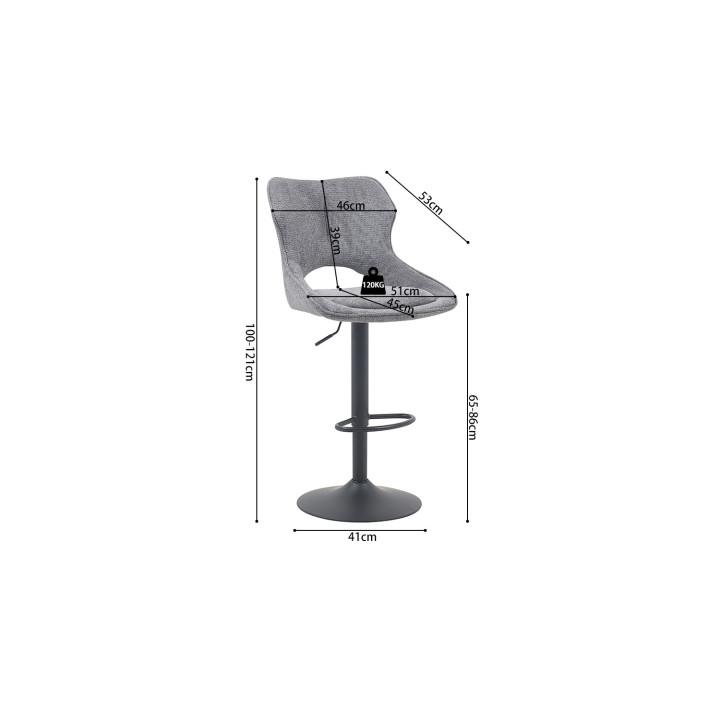 Chaise de bar Mori tissu gris foncé
