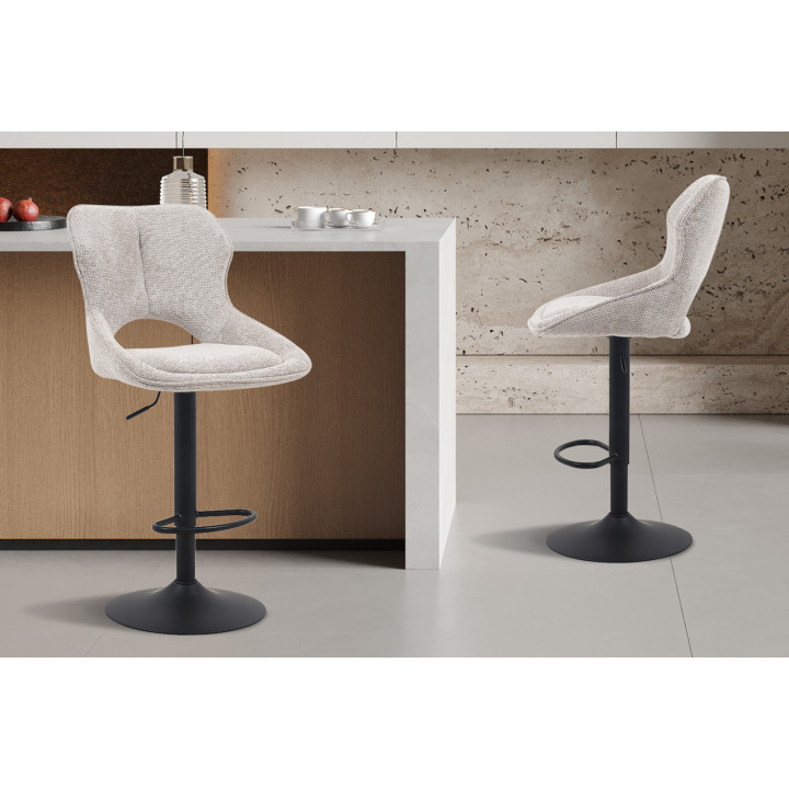 Chaise de bar Mori tissu gris clair