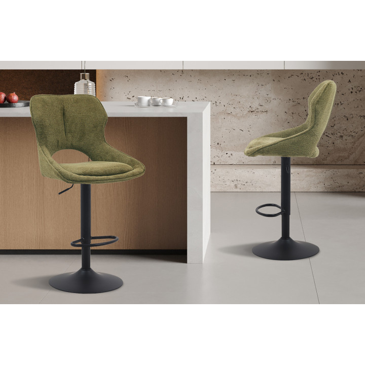 Chaise de bar Mori tissu vert