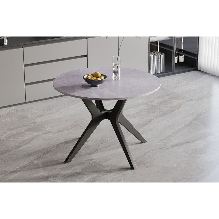 Table Appolo 110 cm pierre brillante gris
