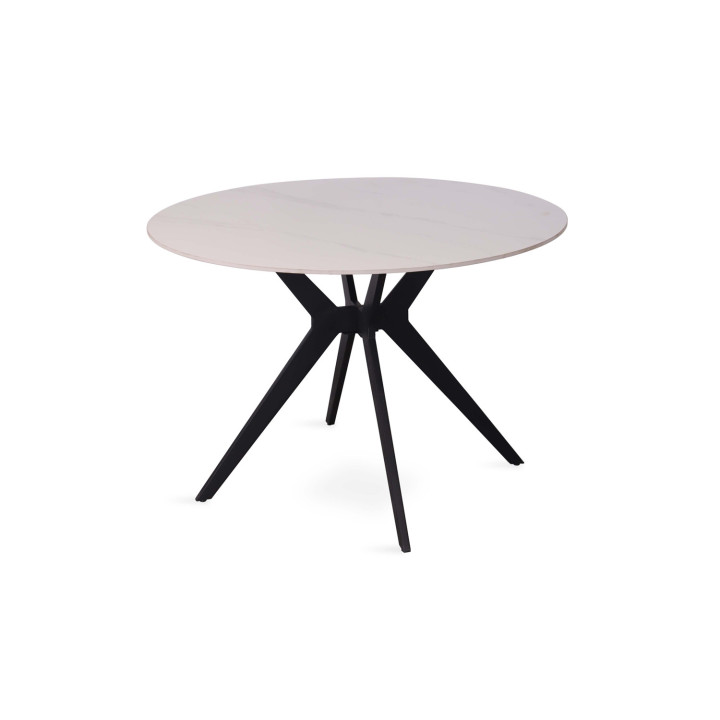 Table Appollo 110 cm pierre brillante ronde blanc