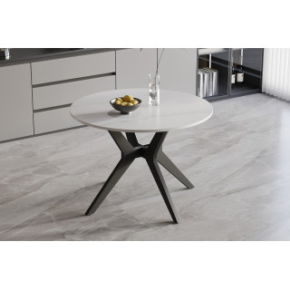 Table Appollo 110 cm pierre brillante ronde blanc