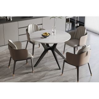 Table Appollo 110 cm pierre brillante ronde blanc